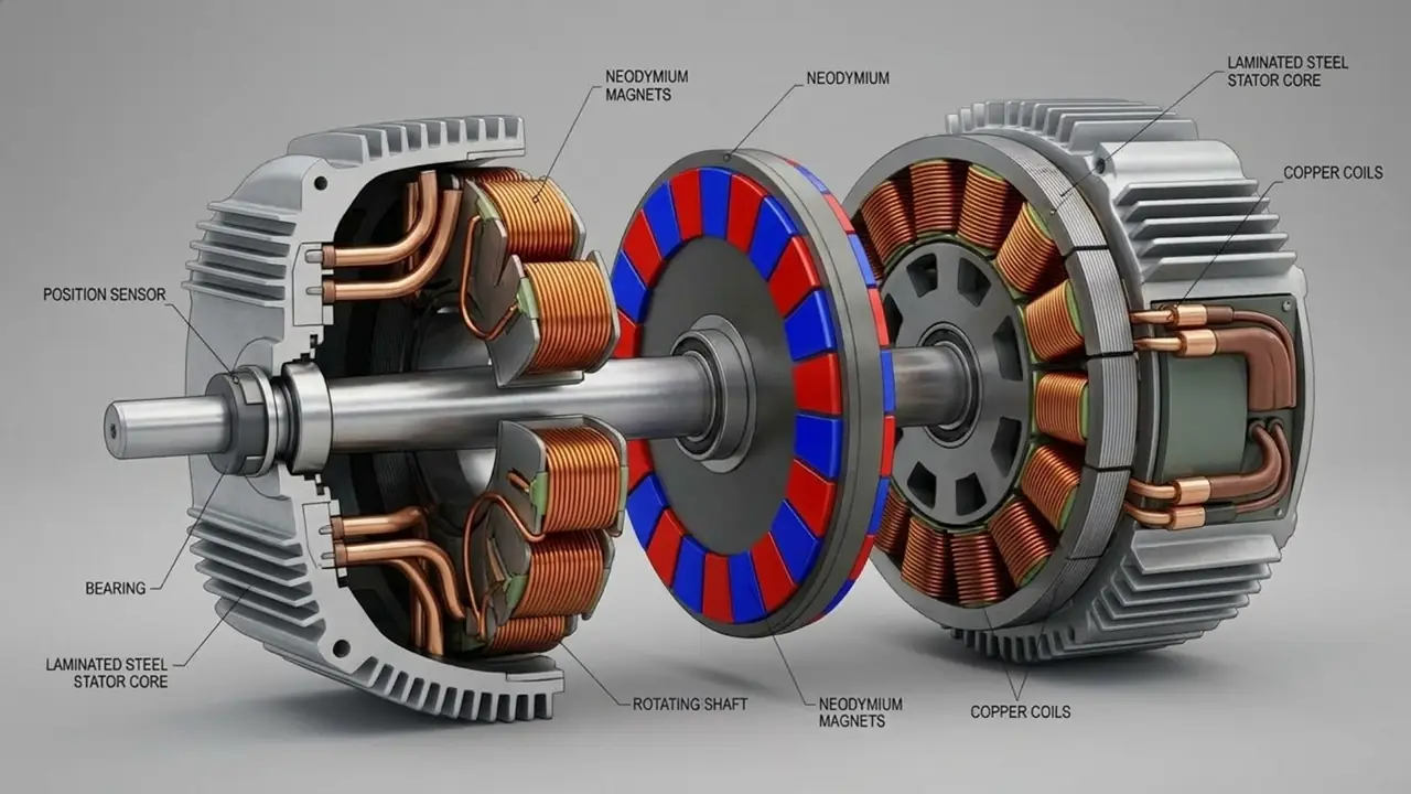 Design and operating principle of an axial electric motor